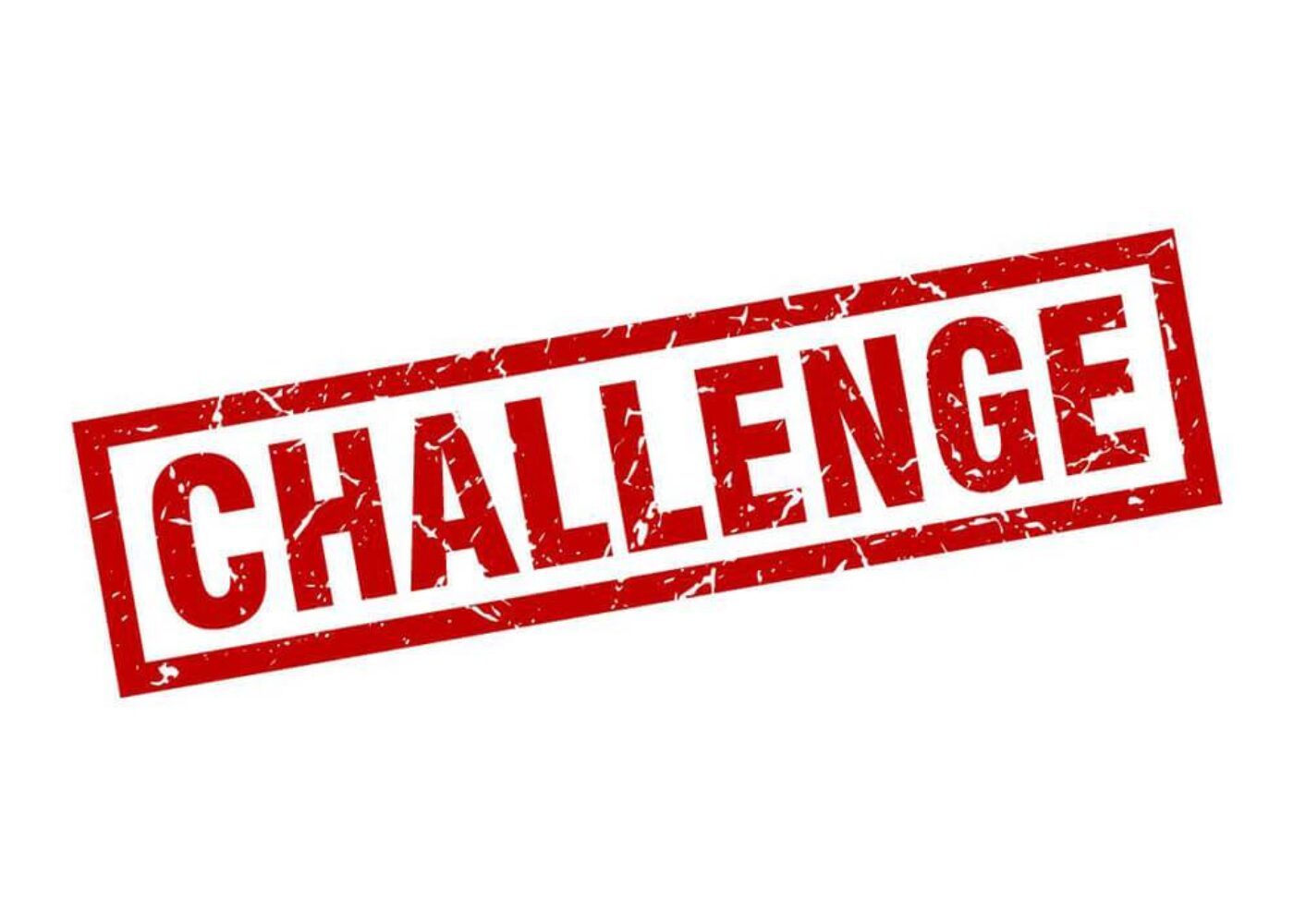 The word "CHALLENGE" is stamped in red capital letters on a white background.